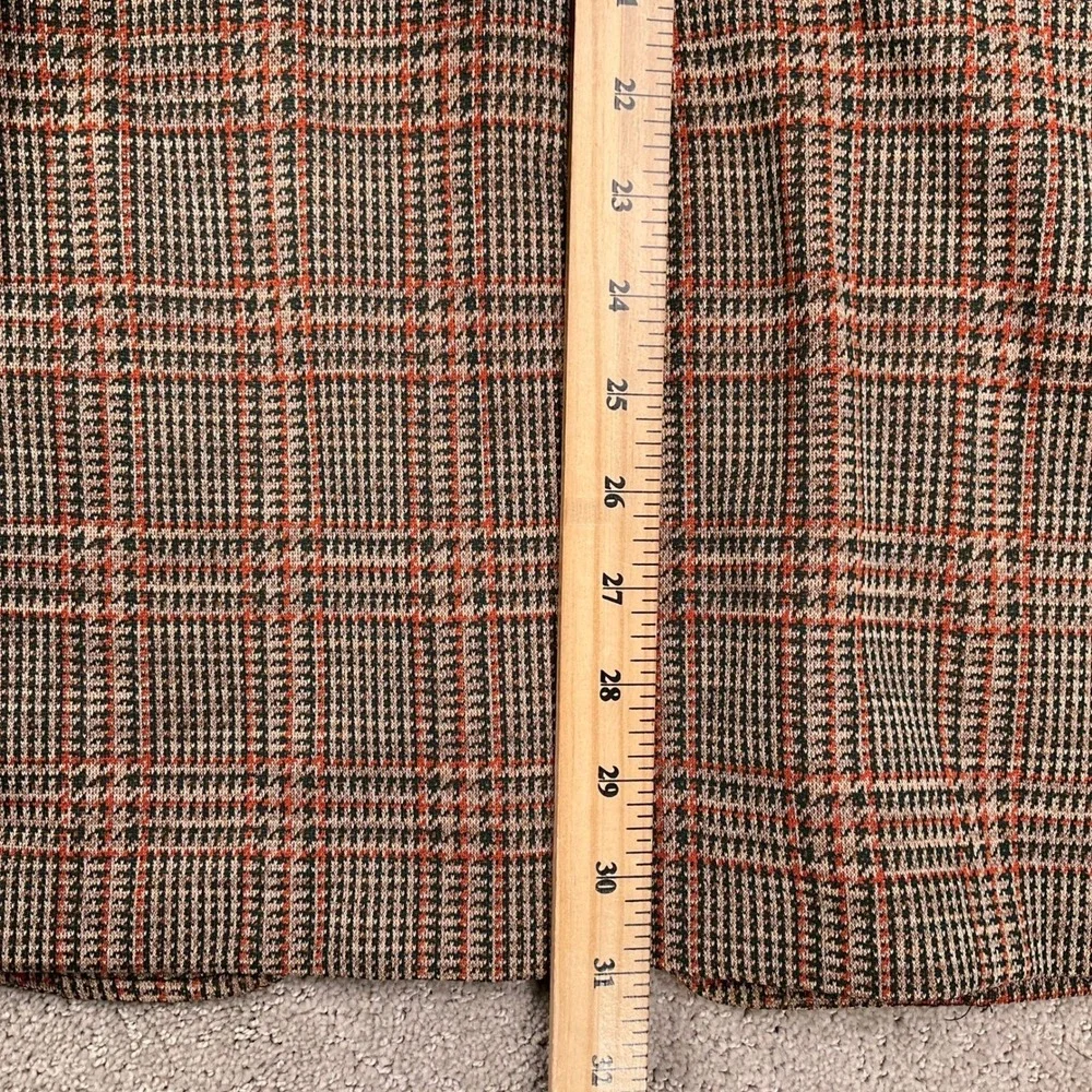 Vintage 70s Curlee Blazer Mens‎ 38R Tan Orange Green Houndstooth Plaid Classic